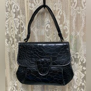 VINTAGE EMPRESS BLACK ALLIGATOR LOOK HANDBAG PURSE